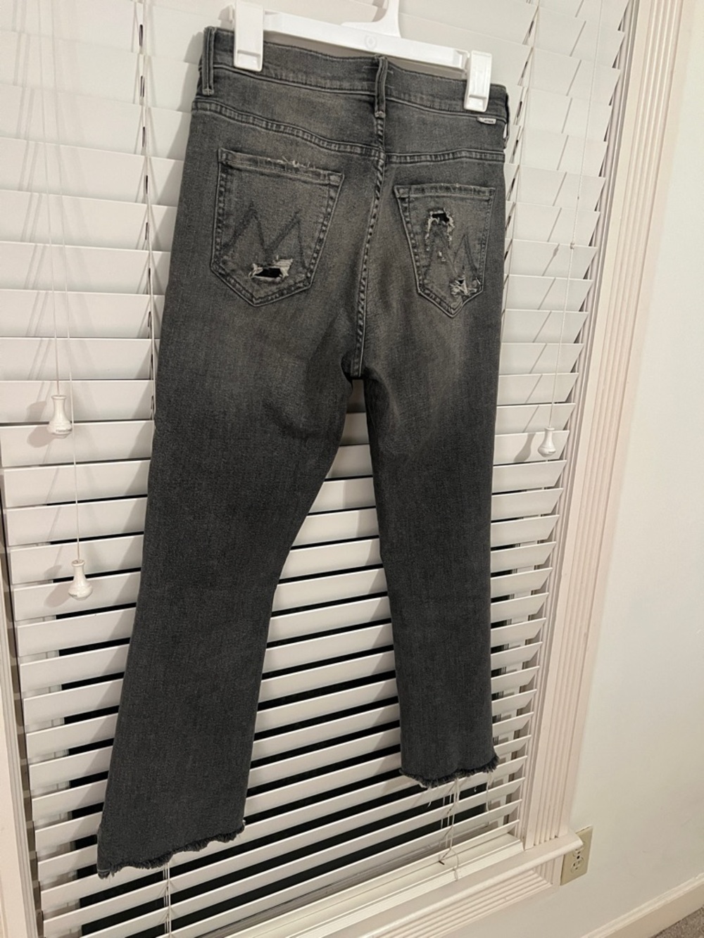 MOTHER Black Washed Distressed Jeans